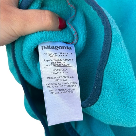 Patagonia Girls Snap Synchilla Pullover Fleece - Size Large - Pink Blue - Picture 7 of 9